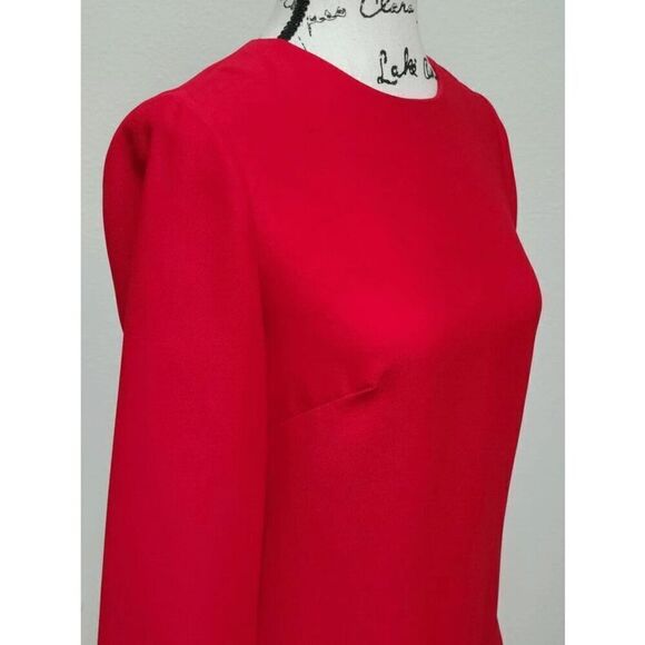 ❤️ BANANA REPUBLIC Ruffle 3/4 Sleeves Classy Shift Red Dress SIZE 0 - Picture 6 of 15